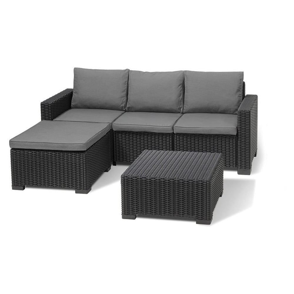 Šedý zahradní lounge set z umělého ratanu pro 3 California – Keter