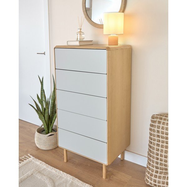 Šedá/v přírodní barvě komoda v dekoru jasanu 60x117x42 cm Anielle – Kave Home-image-3