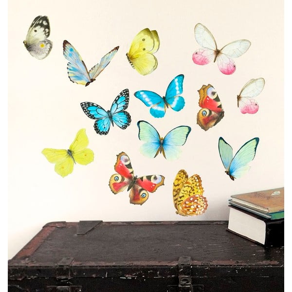 Znovu snímatelná samolepka Watercolor Butterflies, 40 x 30 cm