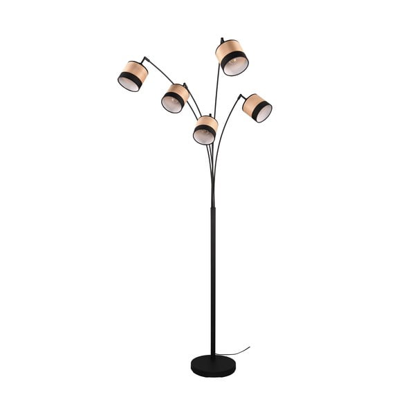 Stojací lampa v černé a přírodní barvě (výška 200 cm) Bolzano – Trio