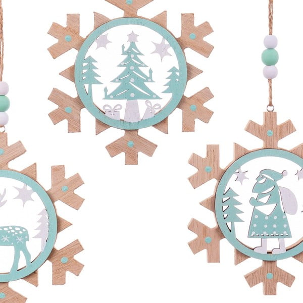 Závěsné vánoční dekorace v sadě 3 ks Snowflake – Casa Selección-image-1