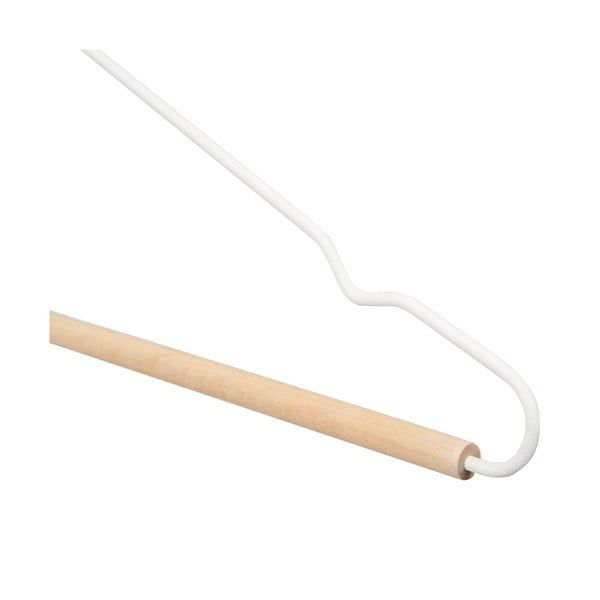 Sada 2 bílých ramínek na oblečení s dřevěným detailem Compactor Frosted-image-4