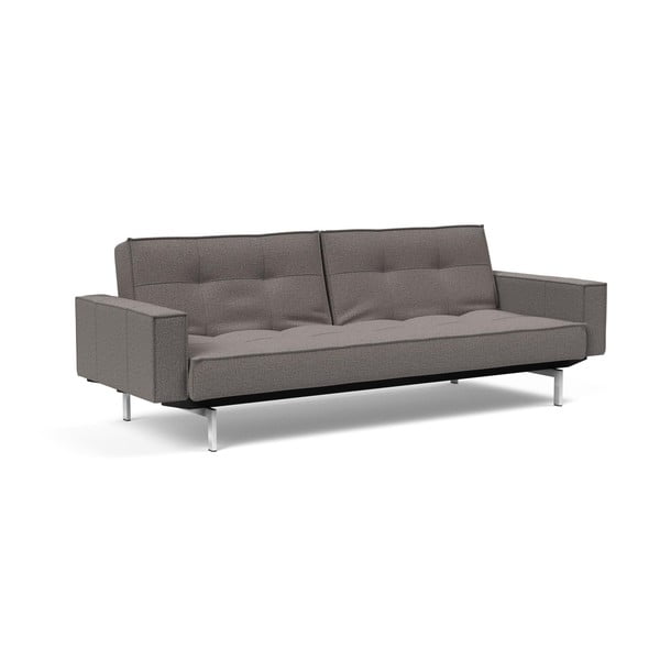 Hnědo-šedá rozkládací pohovka s područkami Innovation Splitback Chrome-image-2