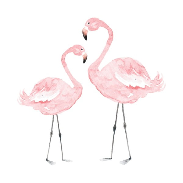 Nástěnná samolepka Dekornik Flamingos, 55 x 55 cm