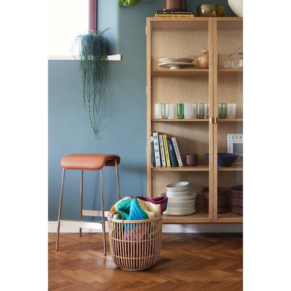 Koňakově hnědé/ve stříbrné barvě čalouněné barové stoličky v sadě 2 ks (výška sedáku 75 cm) Avenue – Hübsch-image-4