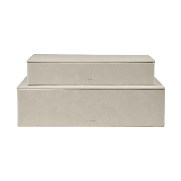 Béžové úložné boxy v sadě 2 ks s víkem z umělé kůže 40x30x11 cm Sahla – Blomus-image-4