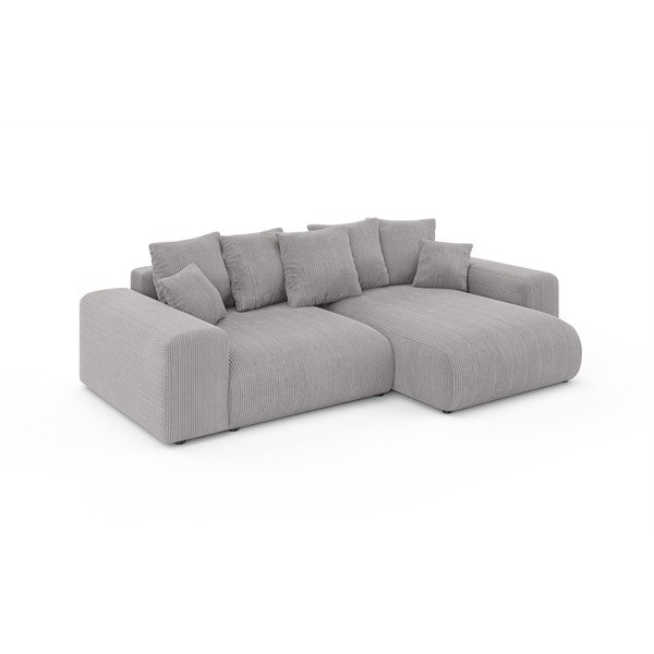 Světle šedá manšestrová rozkládací rohová pohovka s úložným prostorem (variabilní roh) Luma – Ropez-image-2