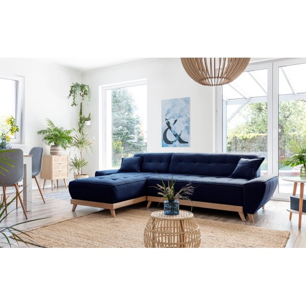 Námořnicky modrá rozkládací variabilní rohová pohovka Miuform Dazzling Daisy-image-3