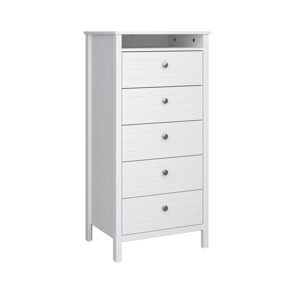 Bílá úzká komoda s 5 zásuvkami Steens New York, výška 120 cm-image-1