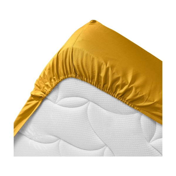 Žluté napínací prostěradlo z Bio bavlny 180x200 cm Biolina – douceur d'intérieur-image-3