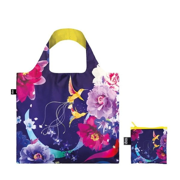 Skládací nákupní taška s kapsičkou LOQI Hummingbirds