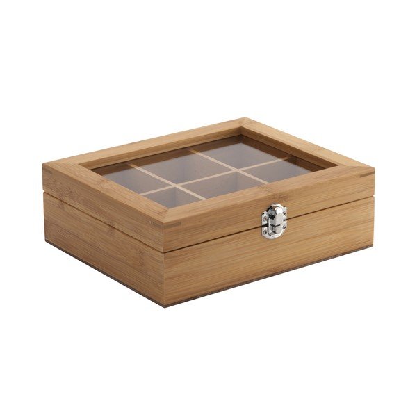 Krabička na čaj s průhledným víkem, bambus-image-1