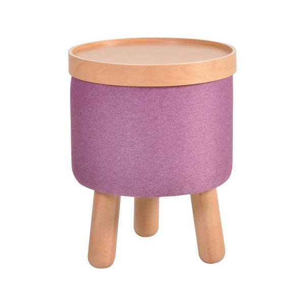 Fialová stolička s detaily z bukového dřeva a odnímatelnou deskou Garageeight Molde, ⌀ 35 cm
