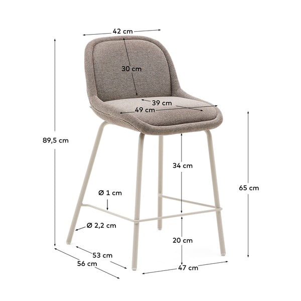 Barová židle šedobéžová (výška sedáku 65 cm) Aimin – Kave Home-image-3