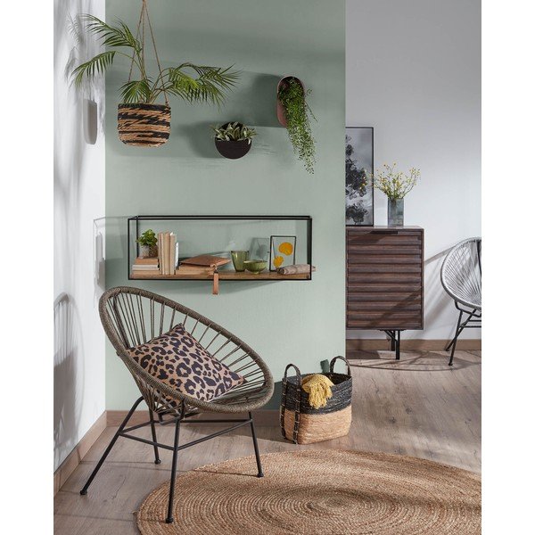 Černá/v přírodní barvě police z jedlového dřeva 90 cm Elisha – Kave Home-image-2