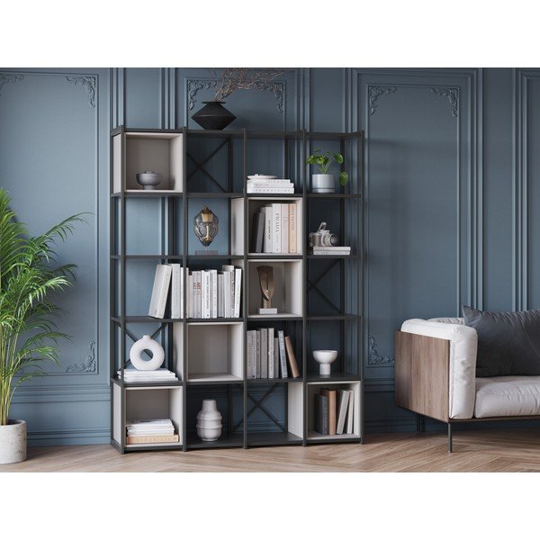 Černo-krémová knihovna 140x179 cm Anya – Marckeric-image-1