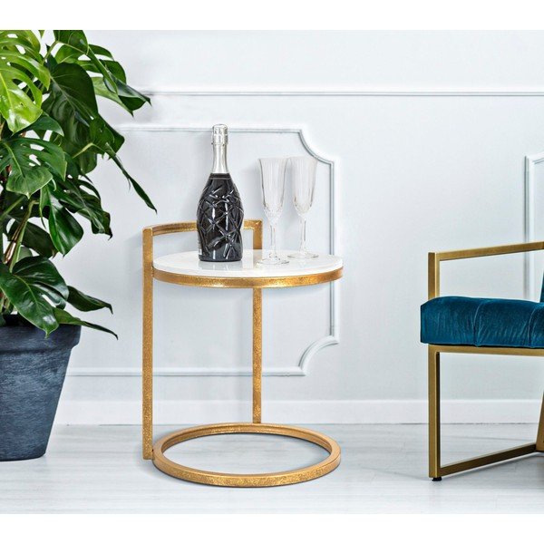 Kulatý odkládací stolek s mramorovou deskou  ø 40,5 cm Round Marble – Mauro Ferretti-image-1