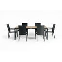 Zahradní jídelní set pro 6 osob s černou židlí Paris a stolem Thor, 210 x 90 cm