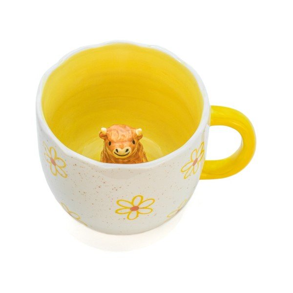 Žlutý/krémový porcelánový hrnek 350 ml Surprise Highland Cow – Sass & Belle-image-2