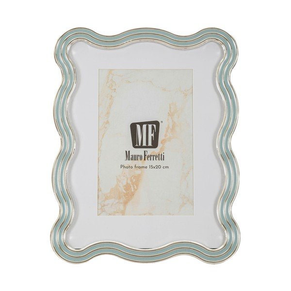 Světle modrý/ve stříbrné barvě kovový/skleněný stojací rámeček 17,5x22,5 cm Elizabeth – Mauro Ferretti-image-2