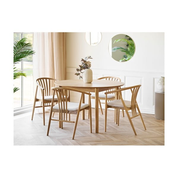 Jídelní židle s područkami z dubového dřeva v přírodní barvě Agustin – House Nordic-image-4