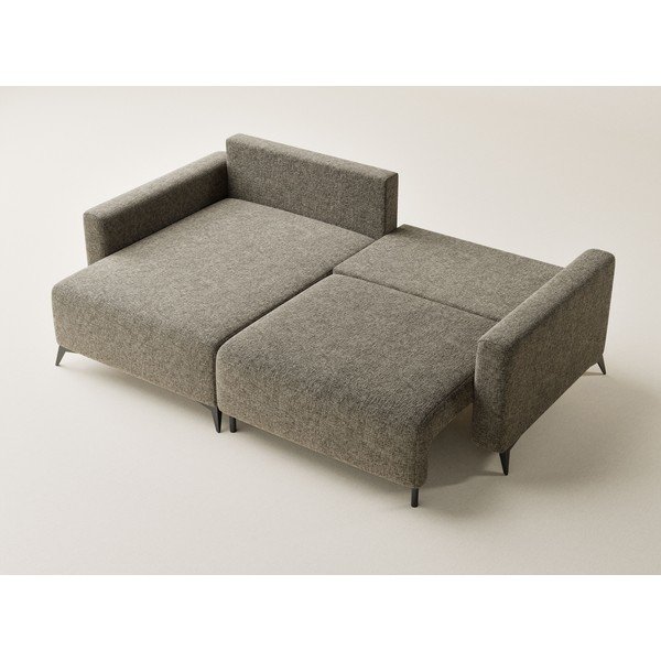 Hnědá žinylková rozkládací/s úložným prostorem rohová pohovka (levý roh/s lenoškou) Leon – Maison de Rêve-image-3