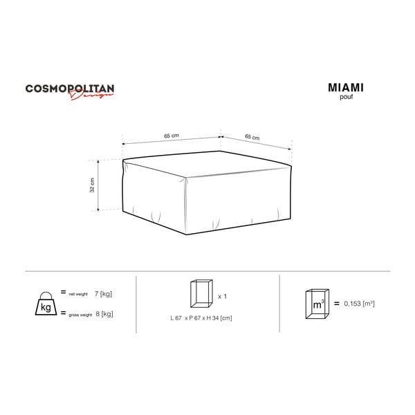 Tmavě šedý puf Cosmopolitan Design Miami, 65 x 65 cm-image-4