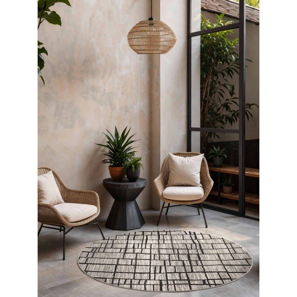 Černý/krémový kulatý vnitřní a venkovní koberec ø 200 cm Haringey Crouch – Ted Baker-image-1