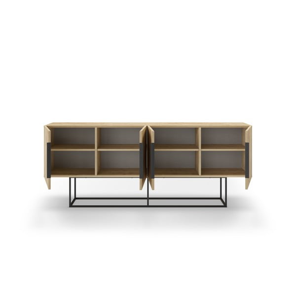 Nízká komoda v dekoru dubu v přírodní barvě 200x80 cm Titan – Marckeric-image-2