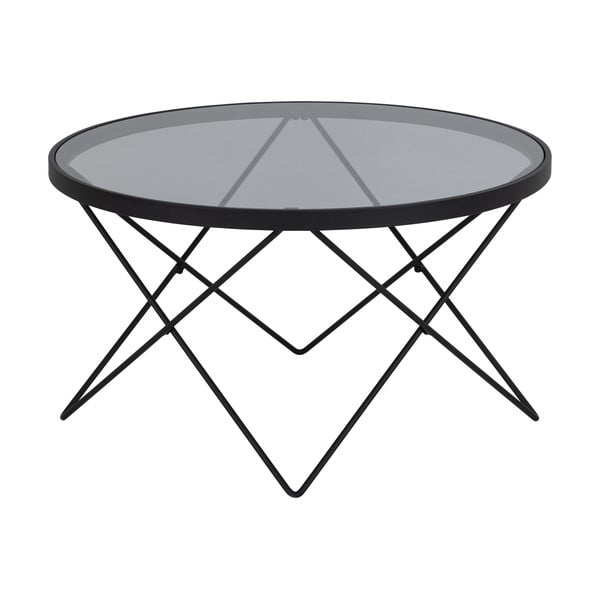 Černý konferenční stolek se skleněnou deskou ø 80 cm Cuxton – Actona