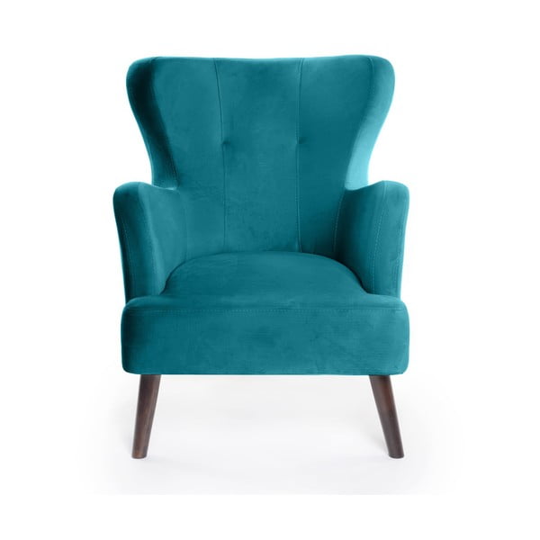 Tyrkysové sametové křeslo ušák Noemye – Bonami Selection-image-2