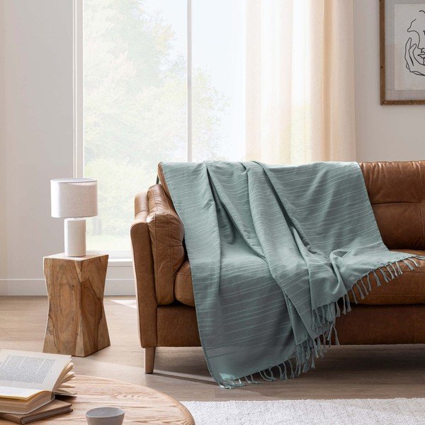 Zelený bavlněný přehoz 125x150 cm Lilia – douceur d'intérieur-image-1