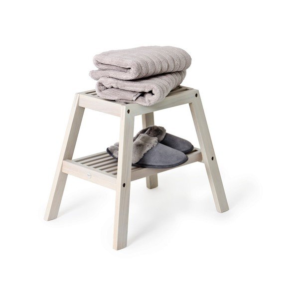 Šedá stolička z dubového dřeva Wireworks Slatted Stool-image-1