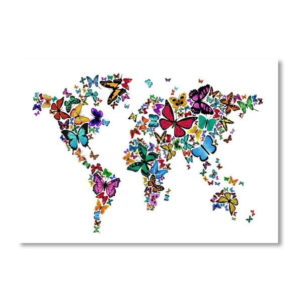 Plakát s pestrobarevnou mapou světa Americanflat Nature, 60 x 42 cm