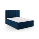 Tmavě modrá boxspring postel s úložným prostorem 160x200 cm Gina – Milo Casa