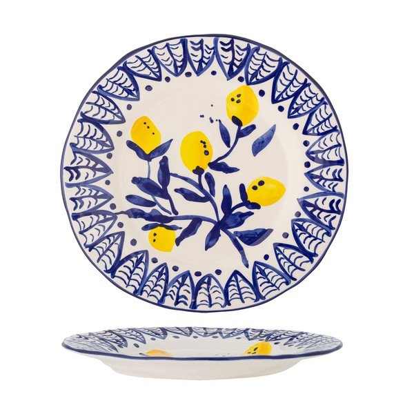 Bílý/modrý servírovací talíř z kameniny ø 27 cm Maxima – Bloomingville-image-3