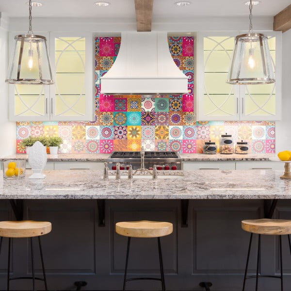 Sada 30 nástěnných samolepek Ambiance Wall Stickers Tiles Azulejos Mariska, 15 x 15 cm-image-3