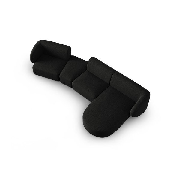 Černá žinylková rohová pohovka (pravý roh/s lenoškou) Paolo – Milo Casa-image-1