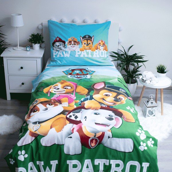 Bavlněné dětské povlečení na jednolůžko se svítícím efektem 140x200 cm Paw Patrol – Jerry Fabrics-image-1