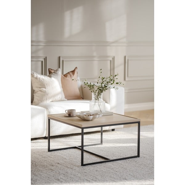 Konferenční stolek s deskou z dubového dřeva v přírodní barvě ø 70 cm Deerfield – Rowico-image-3