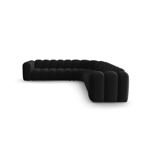 Antracitová sametová modulární rohová pohovka Lupine – Micadoni -image-2