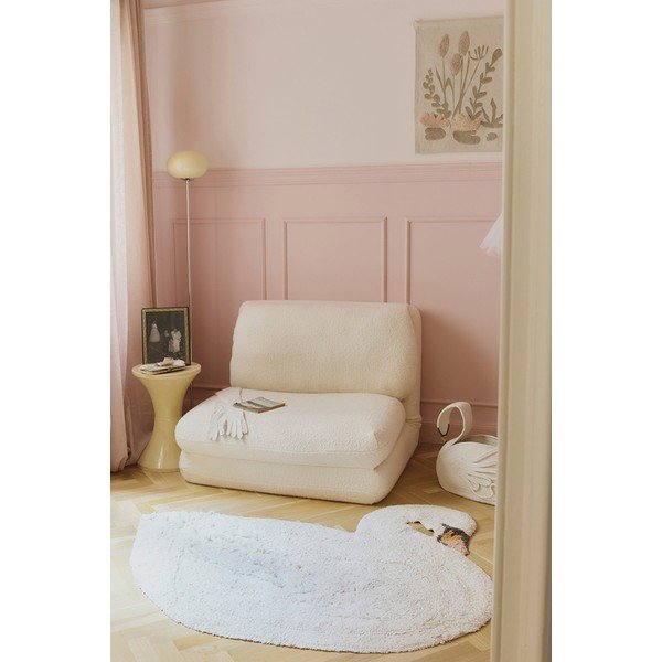 Krémový pratelný/ručně tkaný bavlněný dětský koberec 100x120 cm Swan – Lorena Canals-image-1