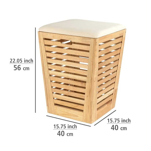 Dřevěný koš na prádlo v přírodní barvě 55 l Norway – Wenko-image-3