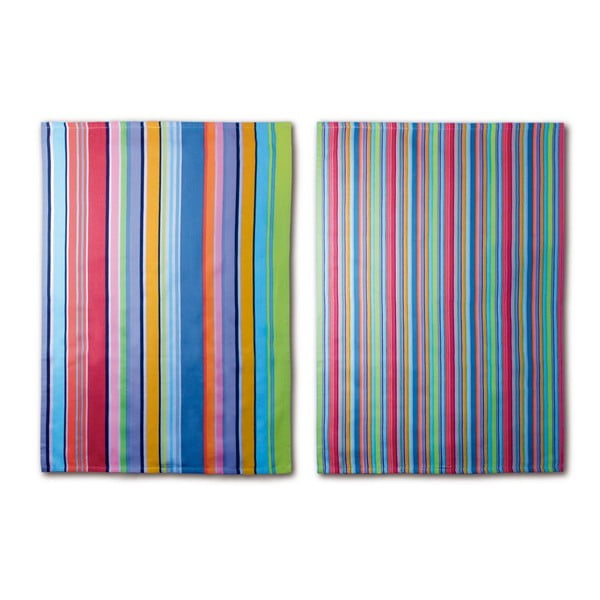 Sada 2 bavlněných utěrek Remember Purple Stripes, 70 x 50 cm