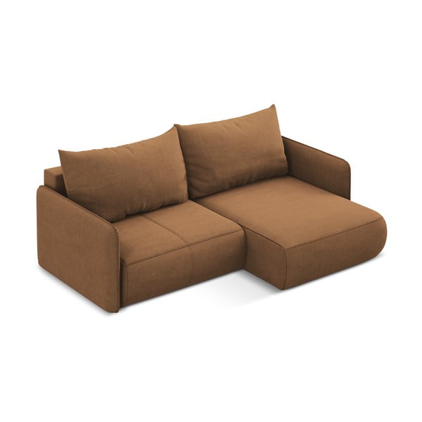 Oranžová rozkládací/s úložným prostorem rohová pohovka (pravý roh) Nanea – Makamii-image-4