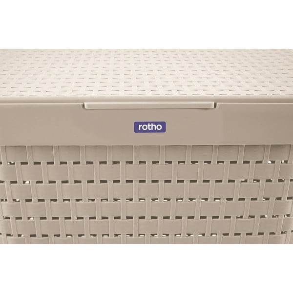 Béžový plastový koš na prádlo 55 l Country - Rotho-image-4