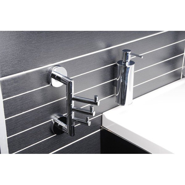 Nástěnný mosazný držák na ručníky v leskle stříbrné barvě X-Round – Sapho-image-1