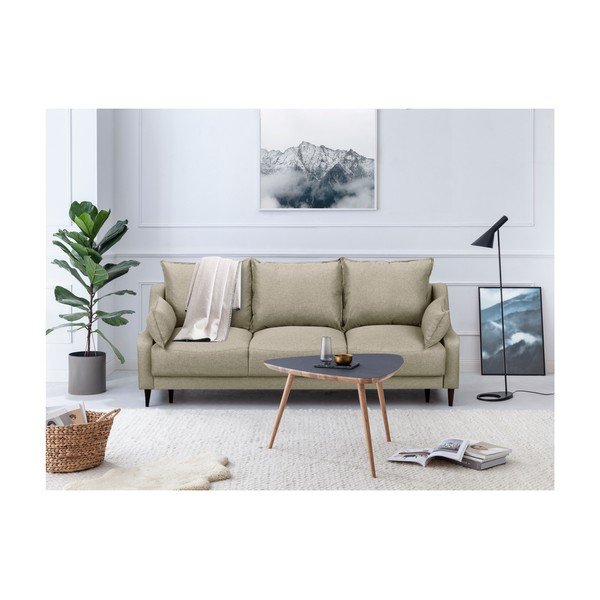 Béžová rozkládací pohovka s úložným prostorem Mazzini Sofas Ancolie, 215 cm-image-3