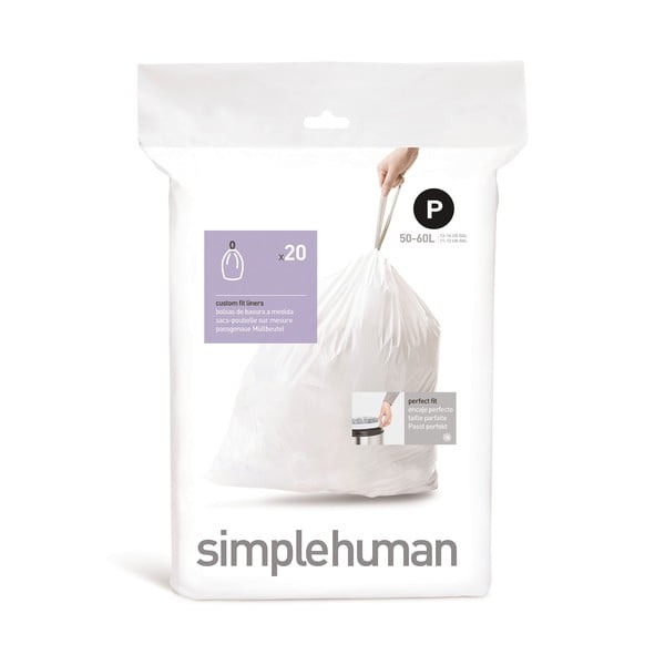 Stahovací pytle na odpadky v sadě 20 ks 60 l P – simplehuman