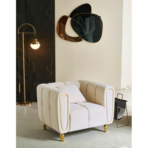 Krémové sametové křeslo Alma – Mauro Ferretti-image-1
